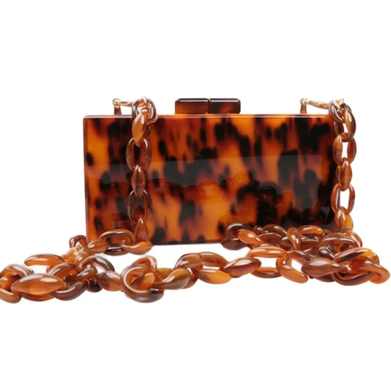 Tortoise Acrylic Box Clutch