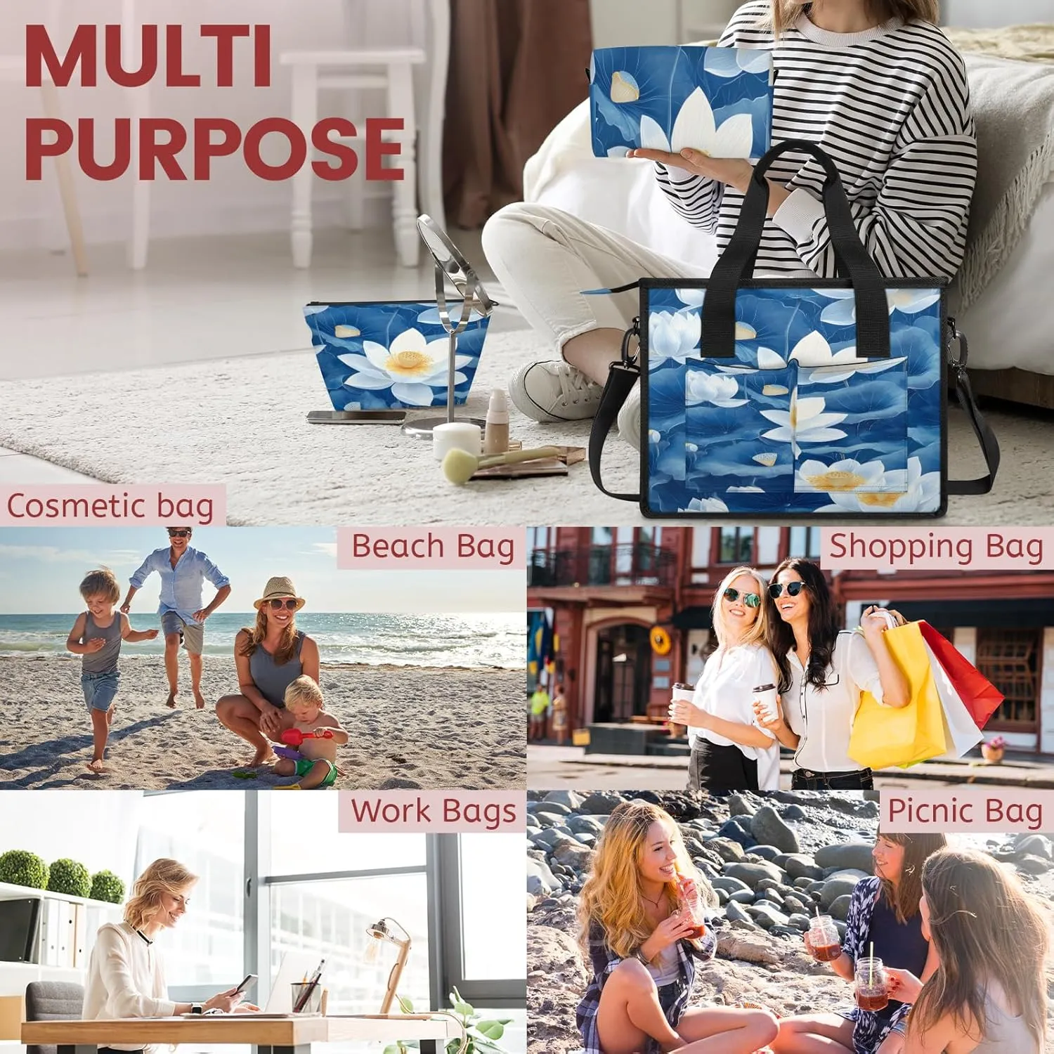 Tote Satchel Bag Set 3PCS for Women, Tote Briefcase Shoulder Handbag Purse Satchels
