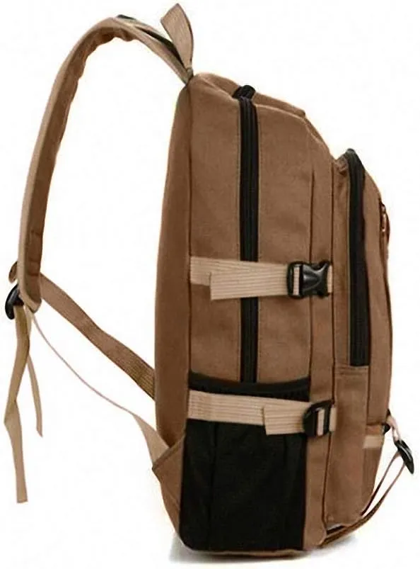 Travel Travel Bucket Backpack Men Canvas Bags College Student School Brown