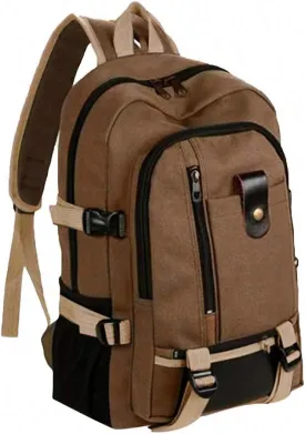 Travel Travel Bucket Backpack Men Canvas Bags College Student School Brown