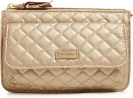 Vera Bradley Women's Cotton Wallet Crossbody Purse with RFID Protection, Champagne Gold Pearl, One Size