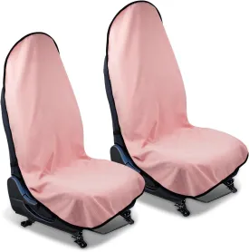Waterproof Sweating Car Seat Cover for Post Gym Workout, Running, Swimming, Beach and Hiking, Universal Fit Non-Slip Bucket Seat Protector for Cars SUV Trucks, Machine Washable (2pcs Pink)