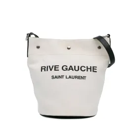 White Saint Laurent Canvas Rive Gauche Bucket Bag