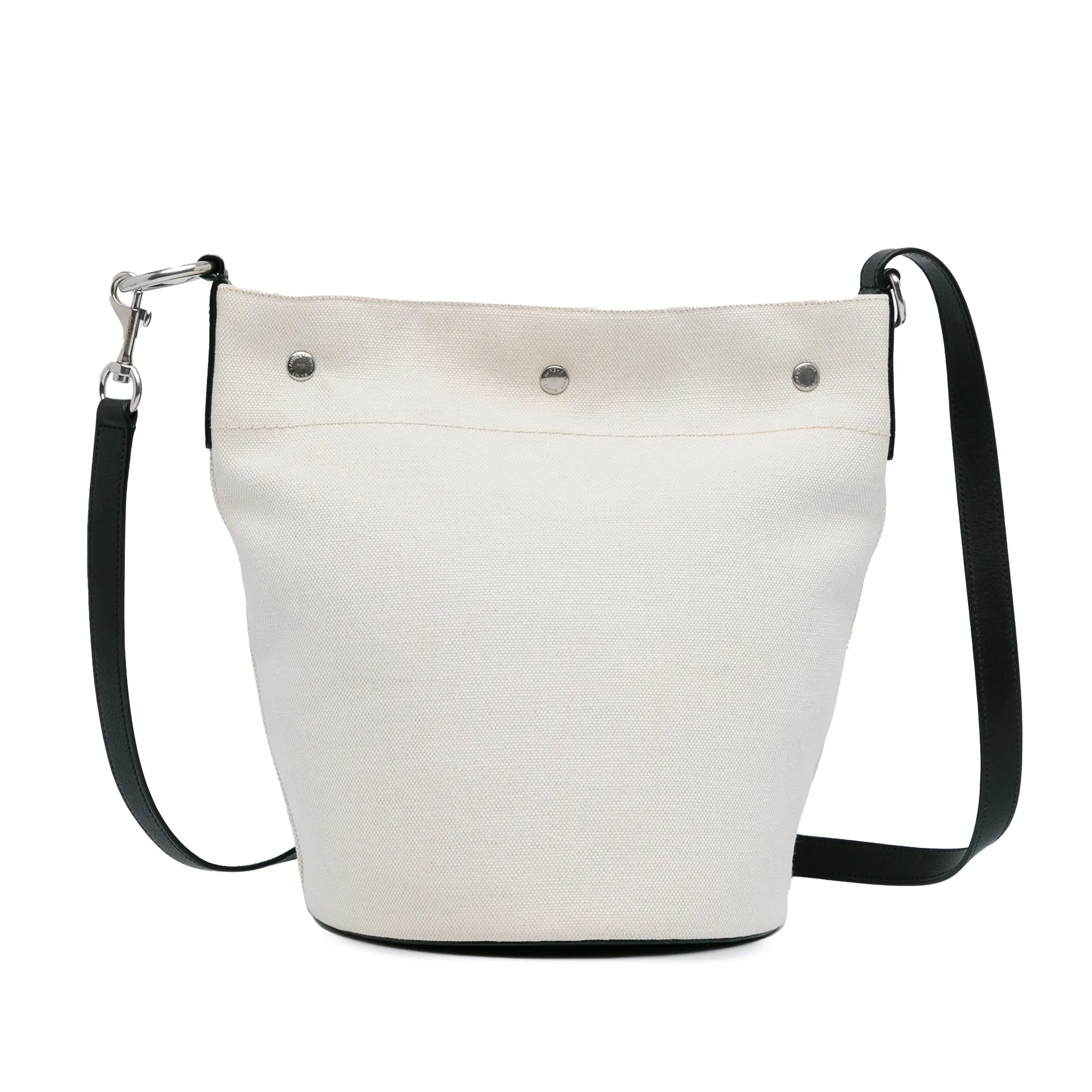 White Saint Laurent Canvas Rive Gauche Bucket Bag