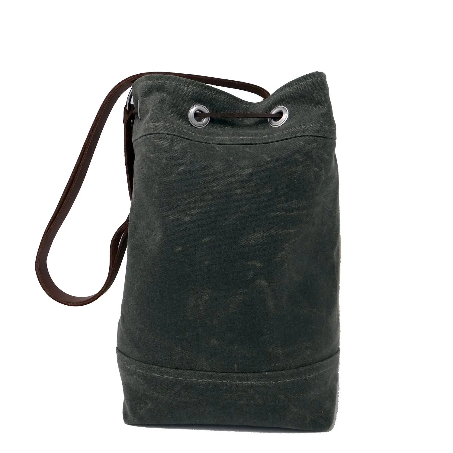Wildwood Waxed Canvas Bucket Bag - Turquoise Strips