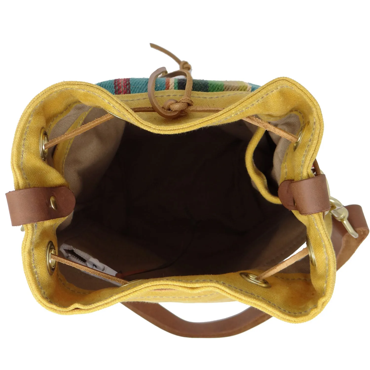 Wildwood Waxed Canvas Bucket Bag - Turquoise Strips
