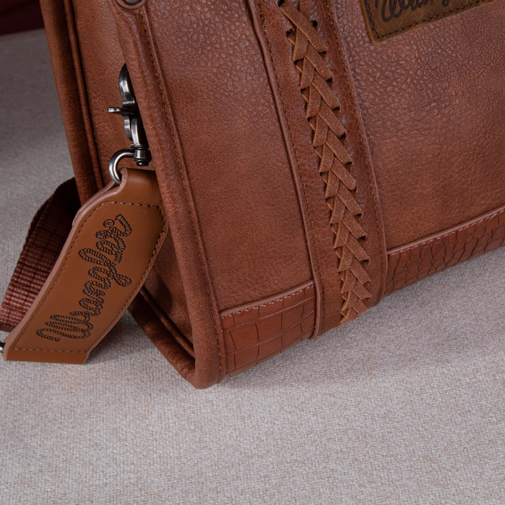 Wrangler Croc Print Concealed Carry Tote/Crossbody - Cognac