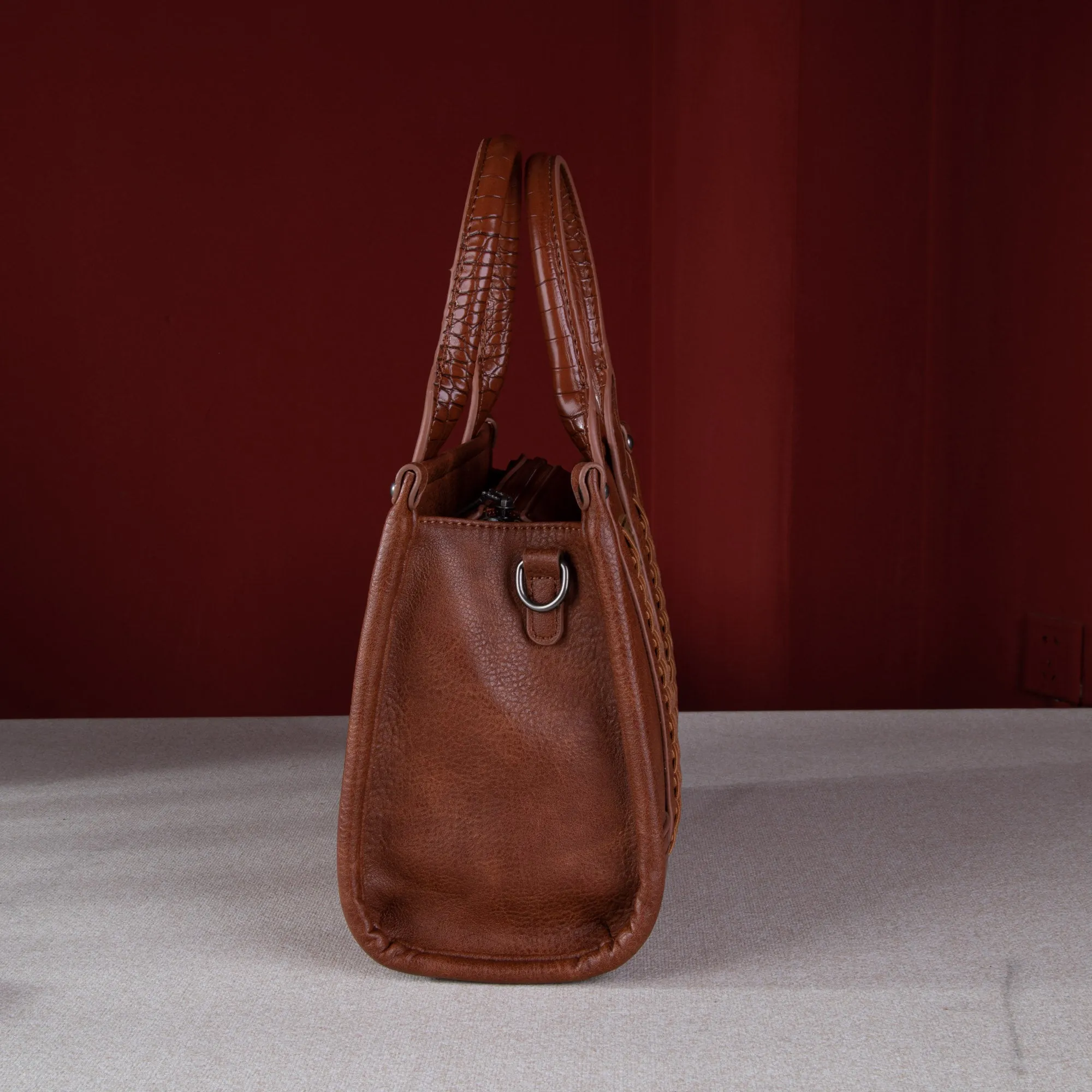Wrangler Croc Print Concealed Carry Tote/Crossbody - Cognac