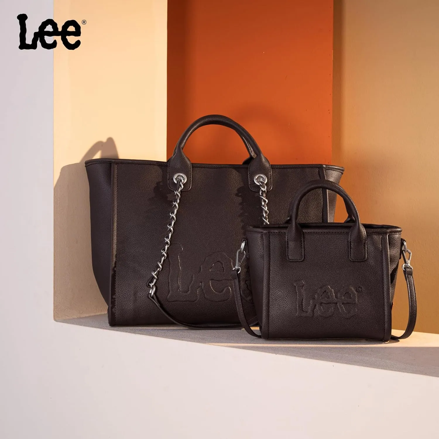 x Lee Large Shoulder Tote Bag for Women Vegan Leather Top-Handle Bag