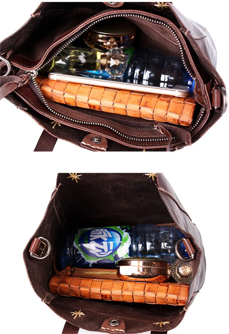 YAAGLE  Simple Style Women Tanned Leather Handbag Tote YG9671