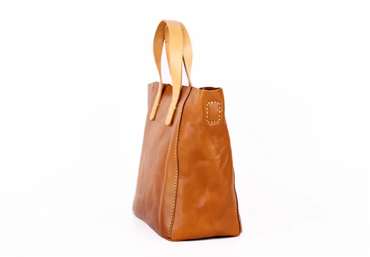 YAAGLE  Simple Style Women Tanned Leather Handbag Tote YG9671