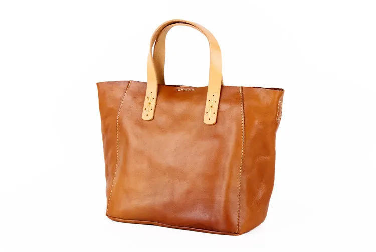 YAAGLE  Simple Style Women Tanned Leather Handbag Tote YG9671