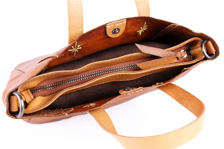 YAAGLE  Simple Style Women Tanned Leather Handbag Tote YG9671
