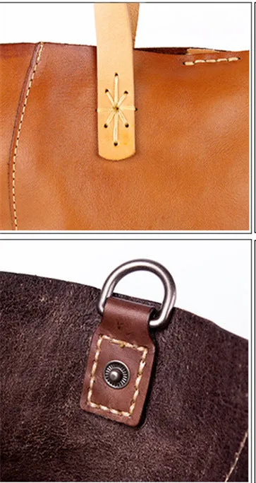 YAAGLE  Simple Style Women Tanned Leather Handbag Tote YG9671