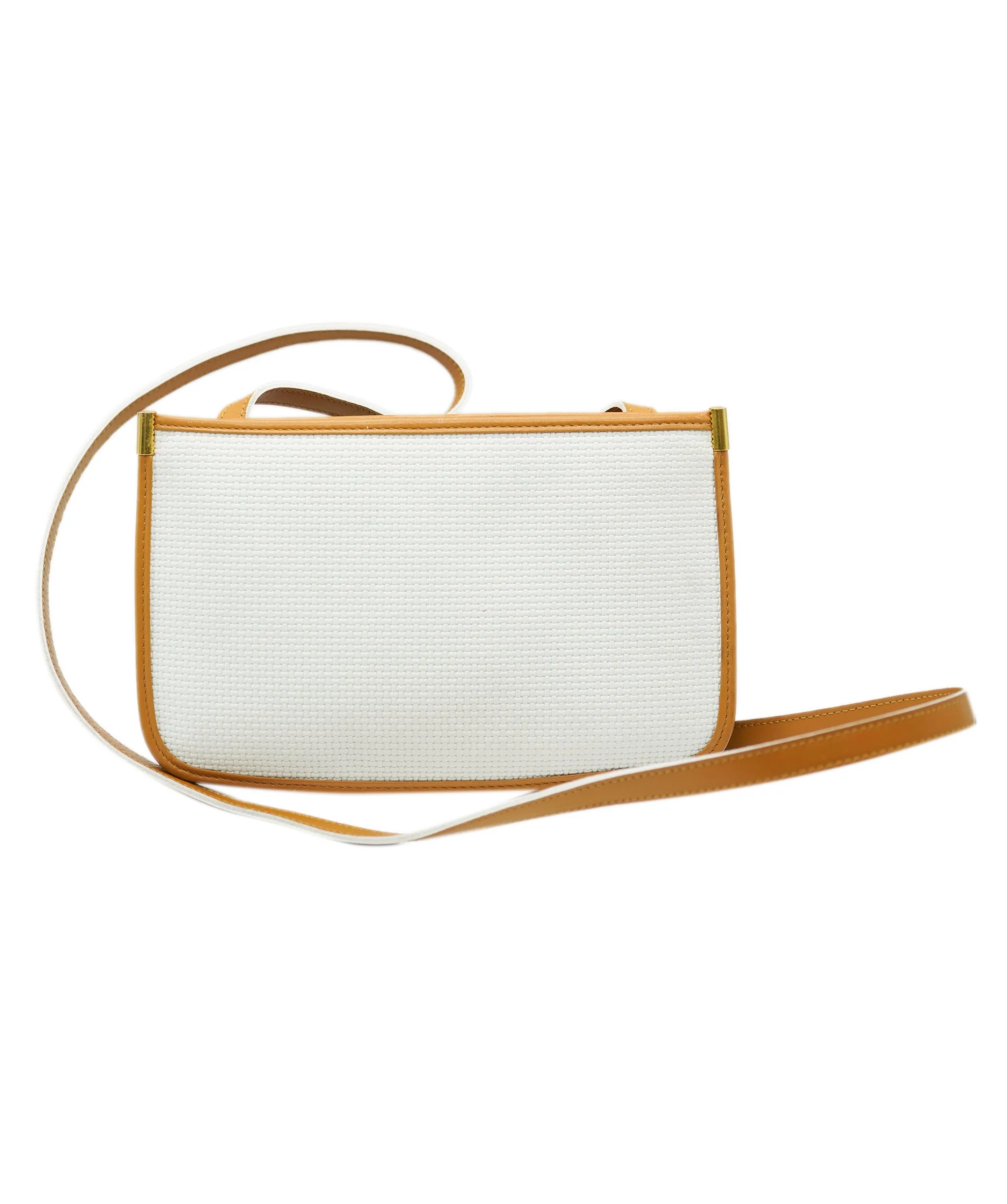 YSL Beige Leather & Canvas 1980's Logo Bag  AGC1658