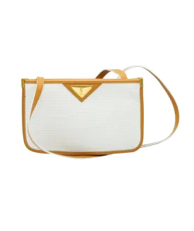 YSL Beige Leather & Canvas 1980's Logo Bag  AGC1658