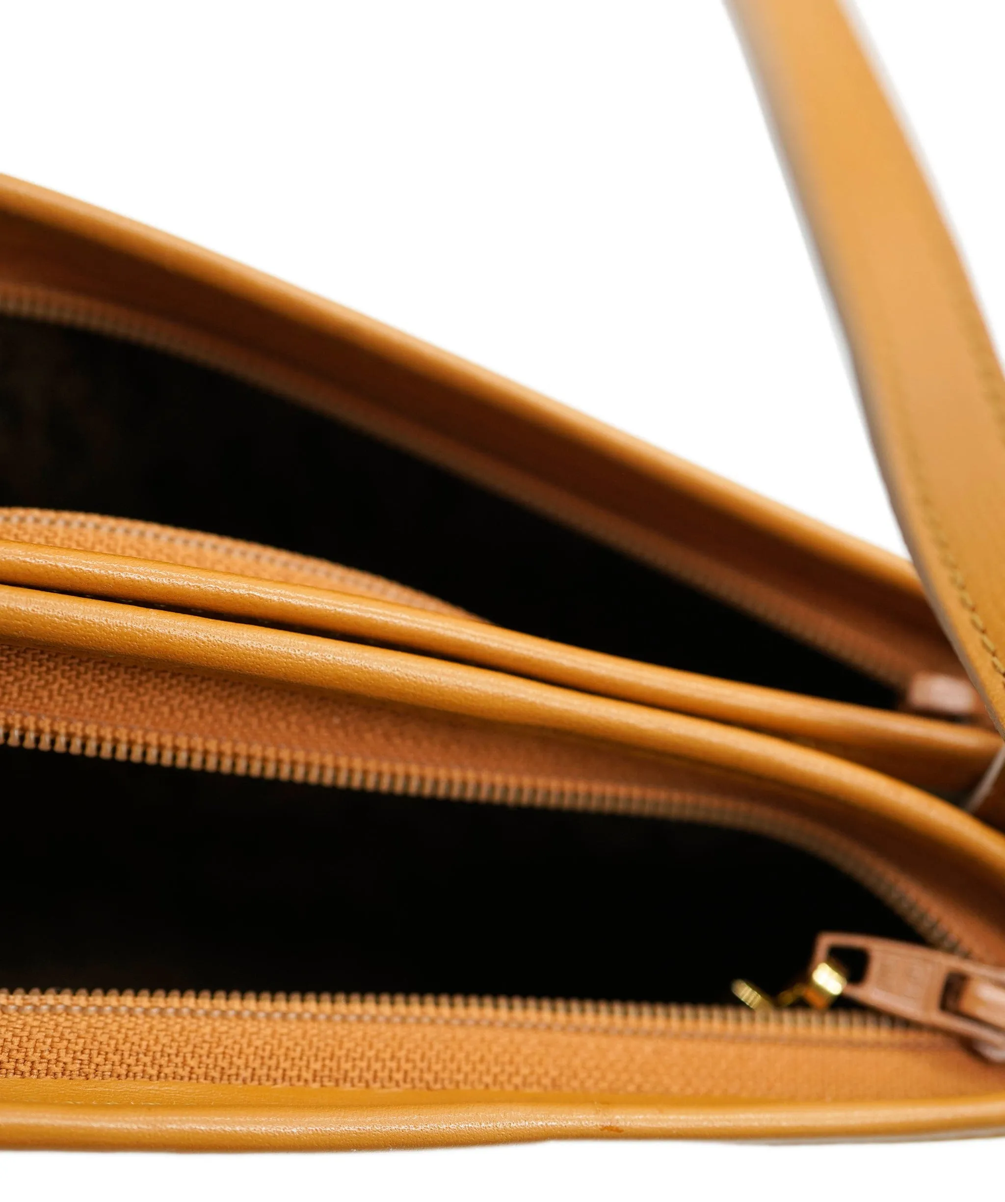 YSL Beige Leather & Canvas 1980's Logo Bag  AGC1658